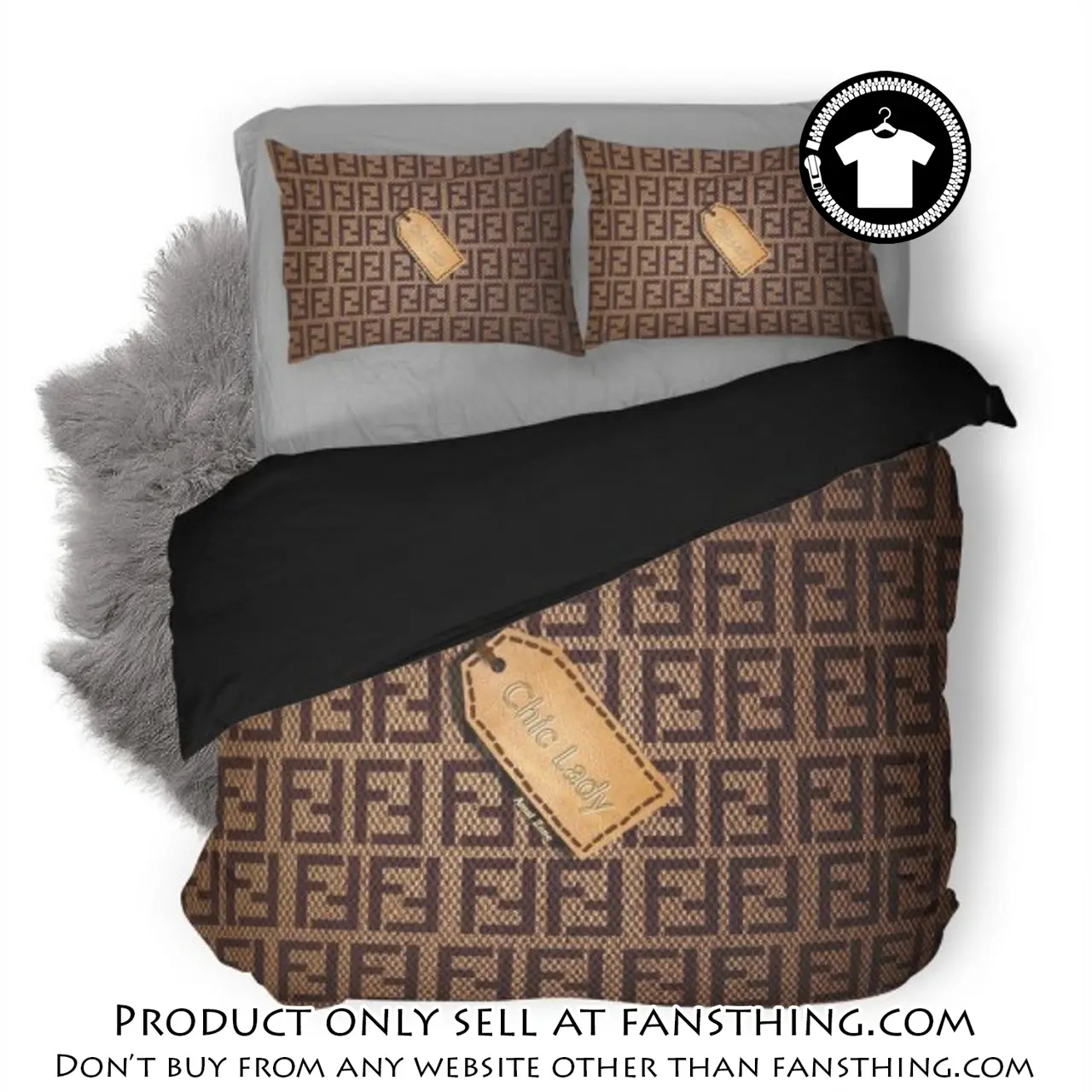Fendi chic lady luxury logo fashion brand premium bedding set home decor fst4903848